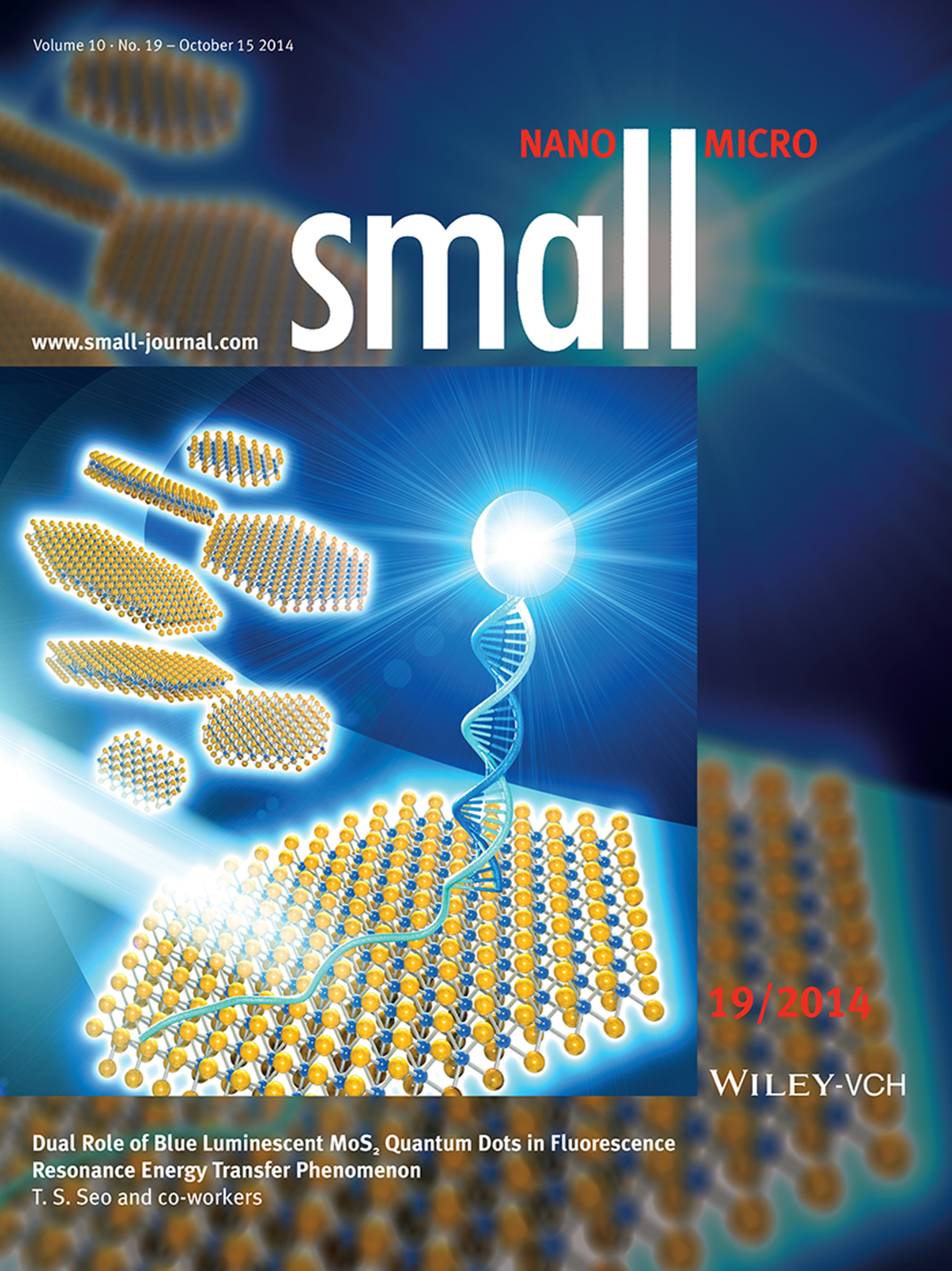 Photoluminescence: Dual Role of Blue Luminescent MoS2 Quantum Dots in Fluorescence Resonance Energy Transfer Phenomenon (Small 19/2014)