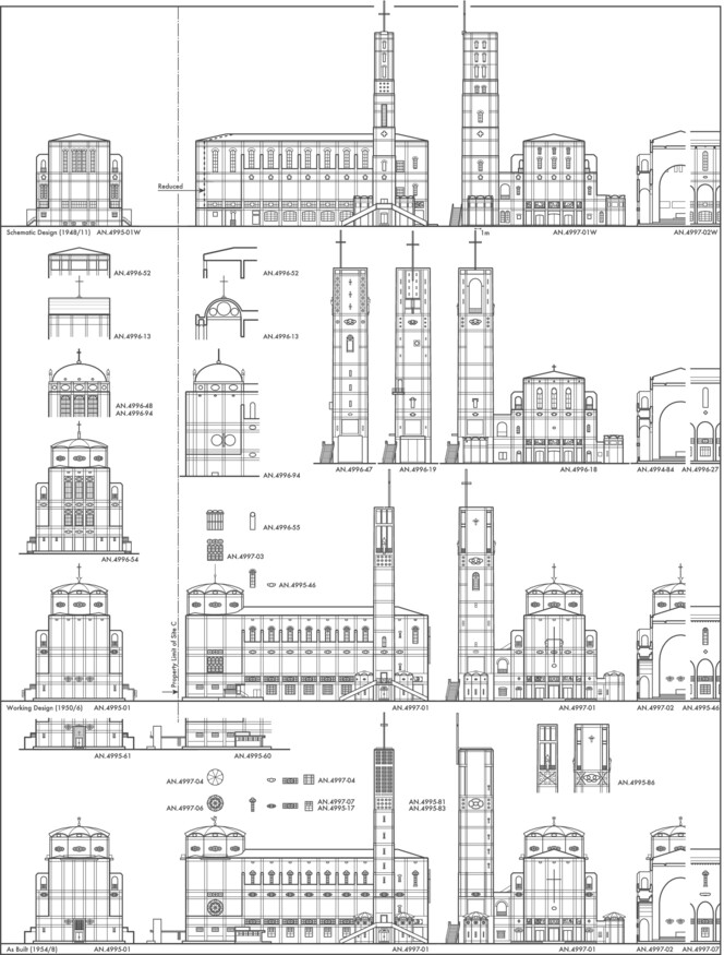 Design process of the Memorial Cathedral for World Peace (1954), Hiroshima, by Togo Murano (Part 4): Formal manipulations observed in the process of working design and construction instruction of the cathedral (1948–1954)