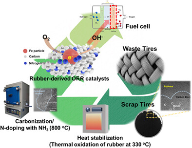Upcycling waste tires to affordable catalysts for the oxygen reduction reaction