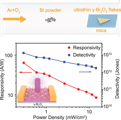 Epitaxial Growth of 2D Ultrathin Metastable γ-Bi2O3 Flakes for High Performance Ultraviolet Photodetection