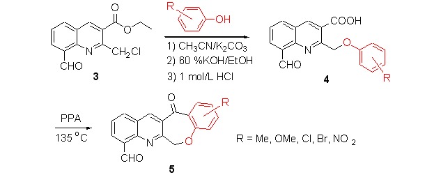 Synthesis and Cyclization of 8-Formyl-2-(phenoxymethyl)quinoline-3-carboxylic Acids