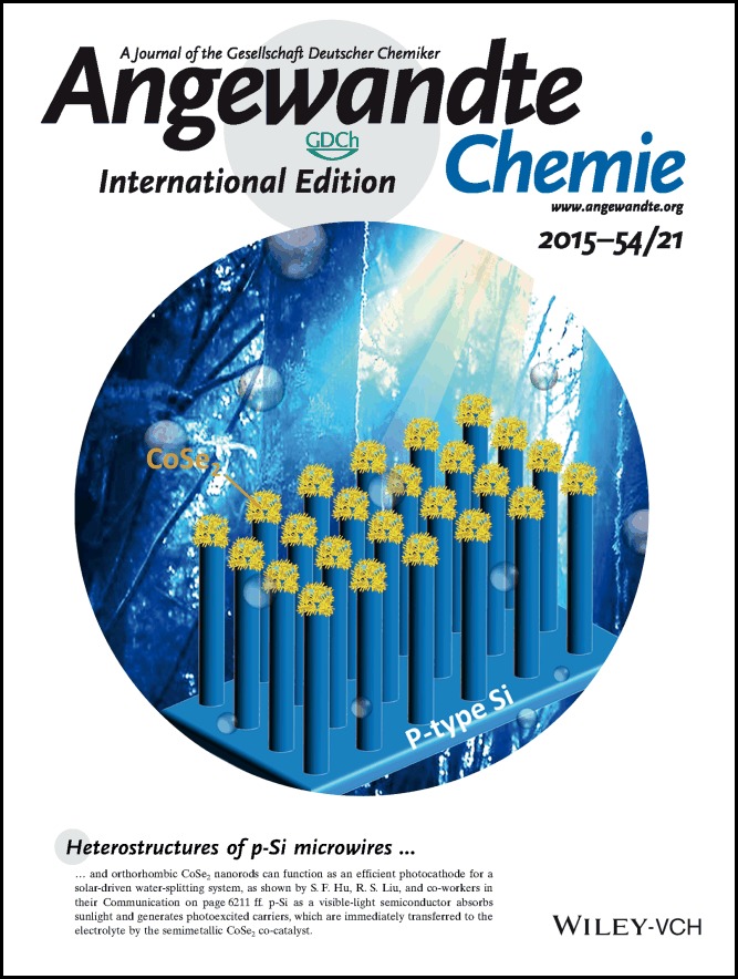 Inside Back Cover: Heterostructure of Si and CoSe2: A Promising Photocathode Based on a Non-noble Metal Catalyst for Photoelectrochemical Hydrogen Evolution (Angew. Chem. Int. Ed. 21/2015)