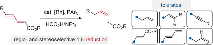 Chemoselective Synthesis of Z-Olefins through Rh-Catalyzed Formate-Mediated 1,6-Reduction