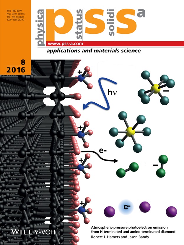 Atmospheric-pressure photoelectron emission from H-terminated and amino-terminated diamond (Phys. Status Solidi A 8∕2016)