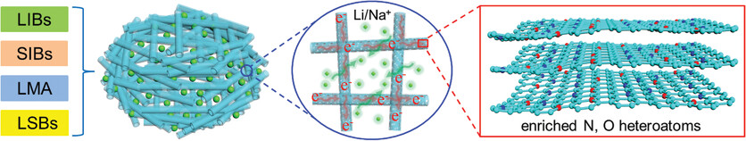 Engineering All-Purpose Amorphous Carbon Nanotubes with High N/O-Co-Doping Content to Bridge the Alkali-Ion Batteries and Li Metal Batteries