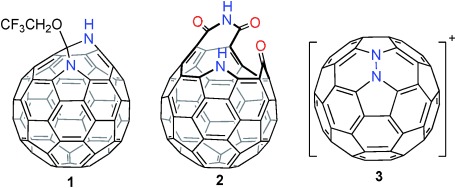 Synthesis of an Azahomoazafullerene C59N(NH)R and Gas-Phase Formation of the Diazafullerene C58N2