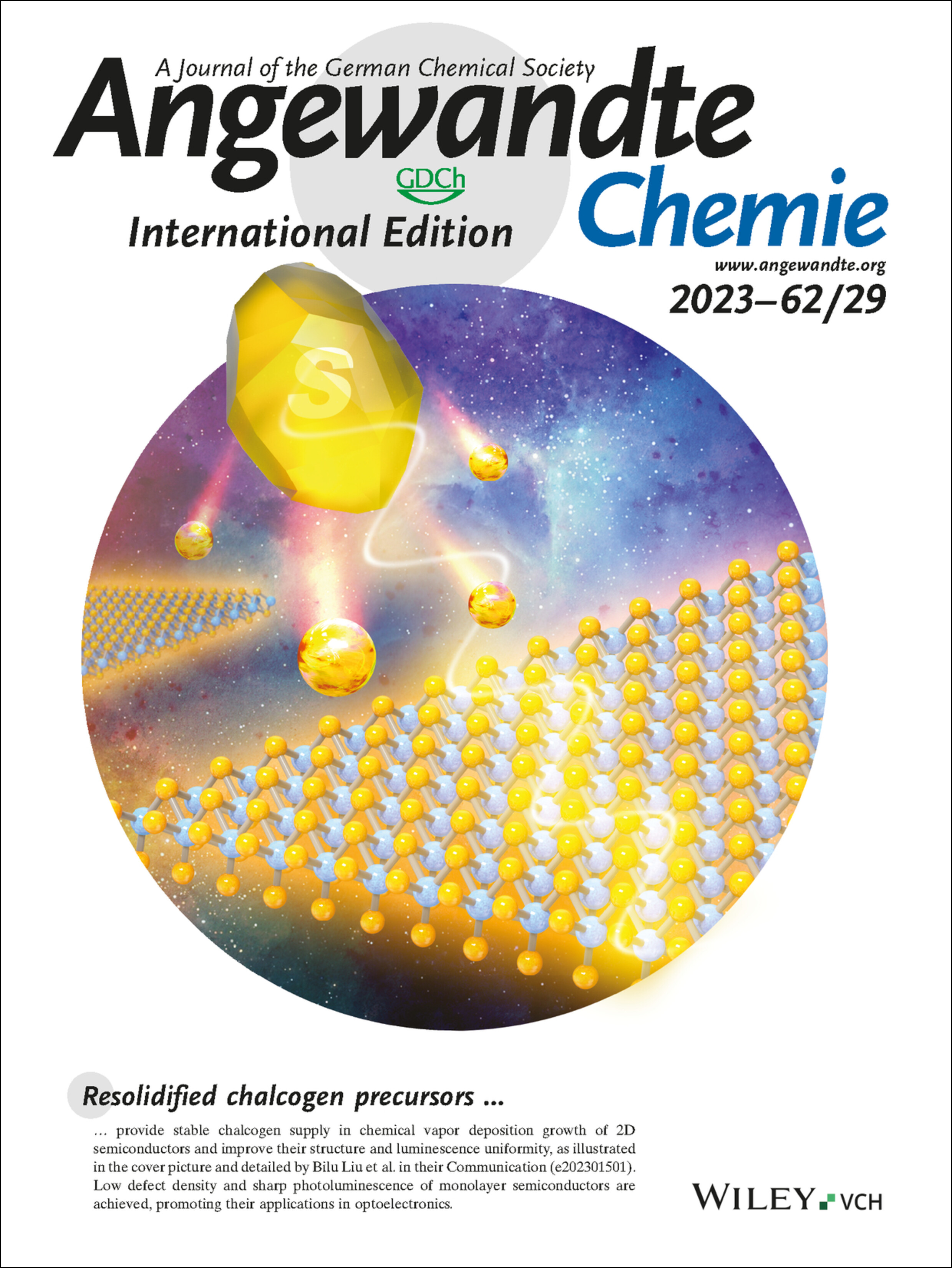 Inside Cover: Resolidified Chalcogen Precursors for High-Quality 2D Semiconductor Growth (Angew. Chem. Int. Ed. 29/2023) Volume 62 Issue 29, 2023
