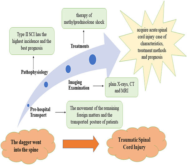 Traumatic spinal cord injury caused by a dagger in the spine: A case report