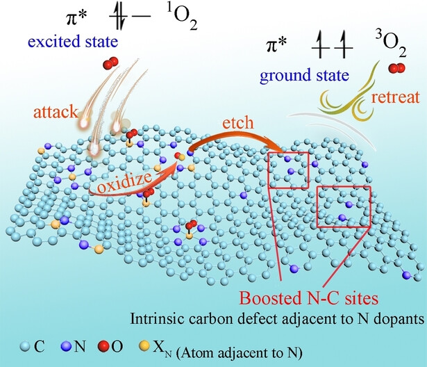 Singlet Oxygen Induced Site-Specific Etching Boosts Nitrogen-Carbon Sites for High-Efficiency Oxygen Reduction