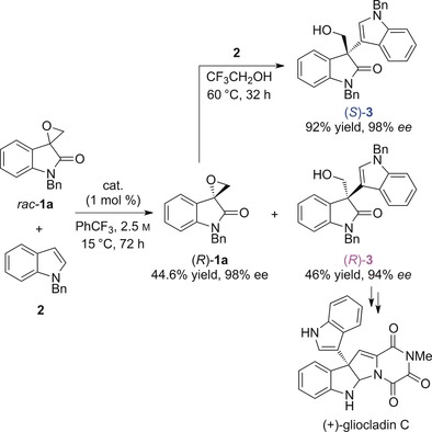 Efficient Catalytic Kinetic Resolution of Spiro-epoxyoxindoles with Concomitant Asymmetric Friedel–Crafts Alkylation of Indoles