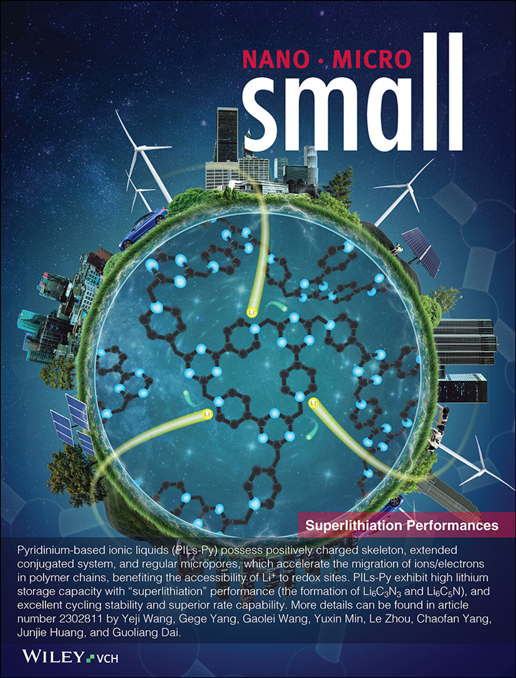 Superlithiation Performance of Pyridinium Polymerized Ionic Liquids with Fast Li+ Diffusion Kinetics as Anode Materials for Lithium-Ion Battery (Small 39/2023) Volume 19 Issue 39, 2023