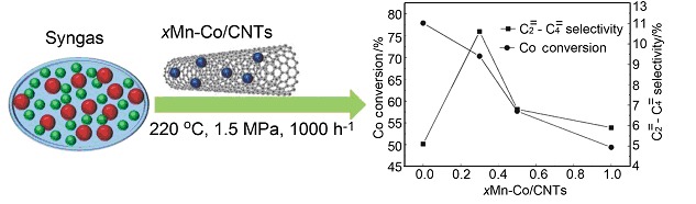 Promotion of Mn Doped Co/CNTs Catalysts for CO Hydrogenation to Light Olefins
