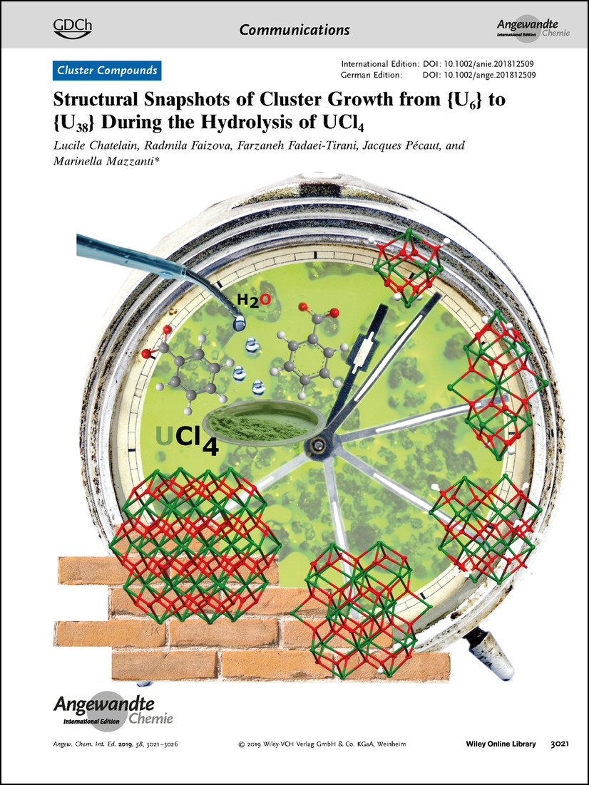 Frontispiece: Structural Snapshots of Cluster Growth from {U6} to {U38} During the Hydrolysis of UCl4 Volume 58 Issue 10, 2019