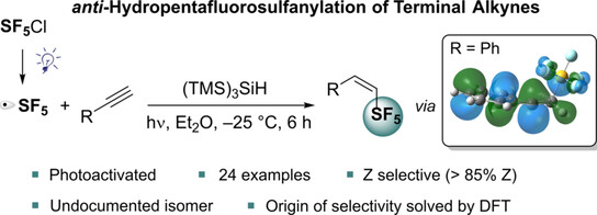 Photoinitiated anti-Hydropentafluorosulfanylation of Terminal Alkynes