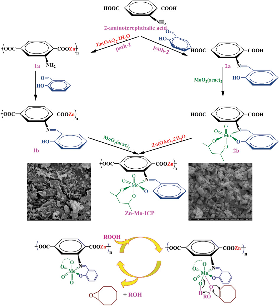Post modification of zinc based coordination polymer to prepare Zn-Mo-ICP nanoparticles as efficient self-supported catalyst for olefin epoxidation