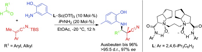 Asymmetric Synthesis of β-Amino Nitriles through a ScIII-Catalyzed Three-Component Mannich Reaction of Silyl Ketene Imines