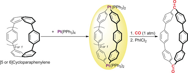 Strain-Induced Double Carbon–Carbon Bond Activations of Cycloparaphenylenes by a Platinum Complex: Application to the Synthesis of Cyclic Diketones