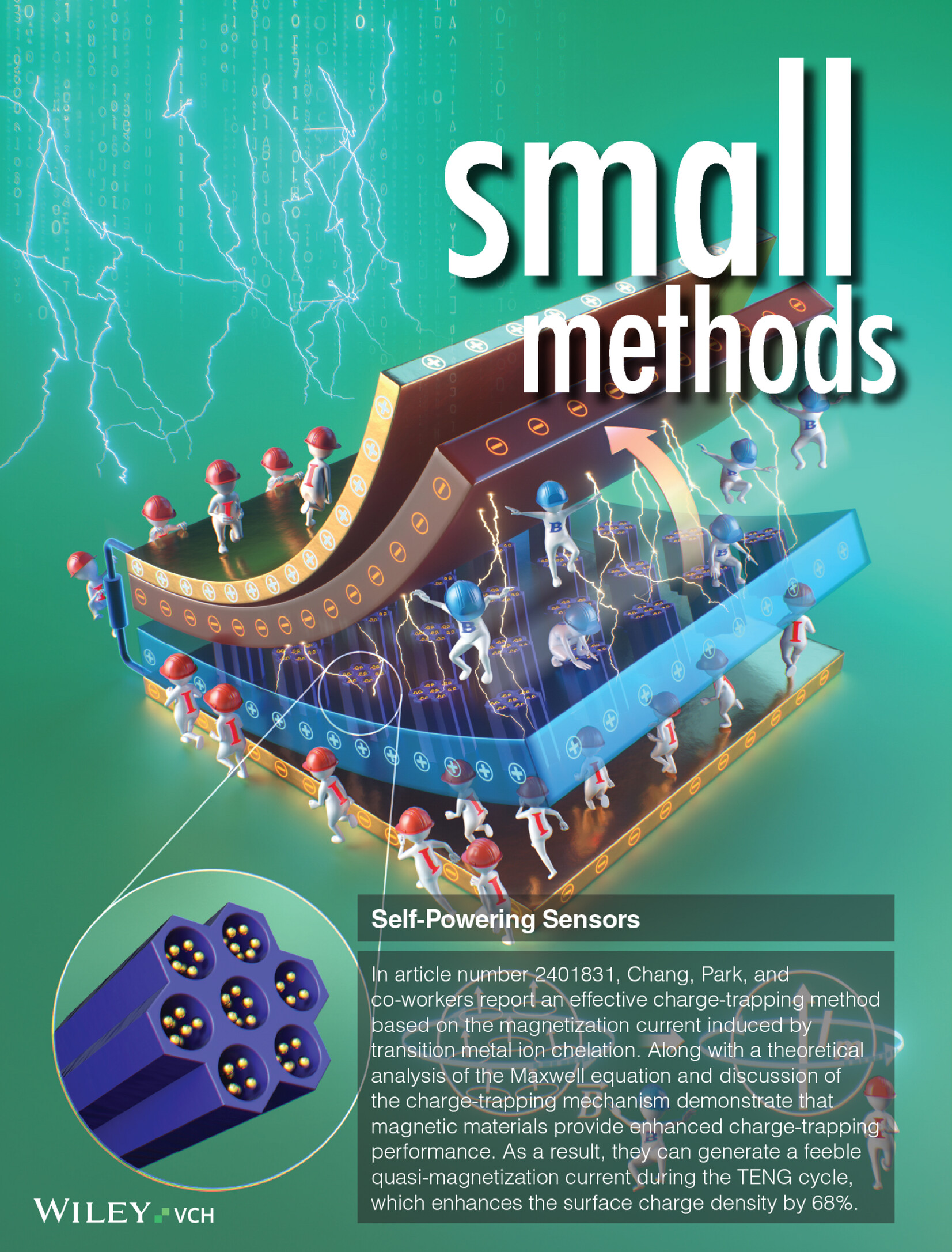 Enabling Charge Trapping with Quasi-Magnetization through Transition Metal Ion-Chelated Mesoporous Silica Particles for Wearable Antibacterial Self-Powering Sensors (Small Methods 4/2025) Volume 9 Issue 4, 2025