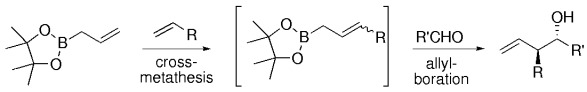 A One-Pot Cross-Metathesis/Allylboration Reaction: A Three-Component Coupling for the Synthesis of Functionalized Homoallylic Alcohols