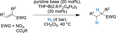 Functional-Group Tolerance in Frustrated Lewis Pairs: Hydrogenation of Nitroolefins and Acrylates