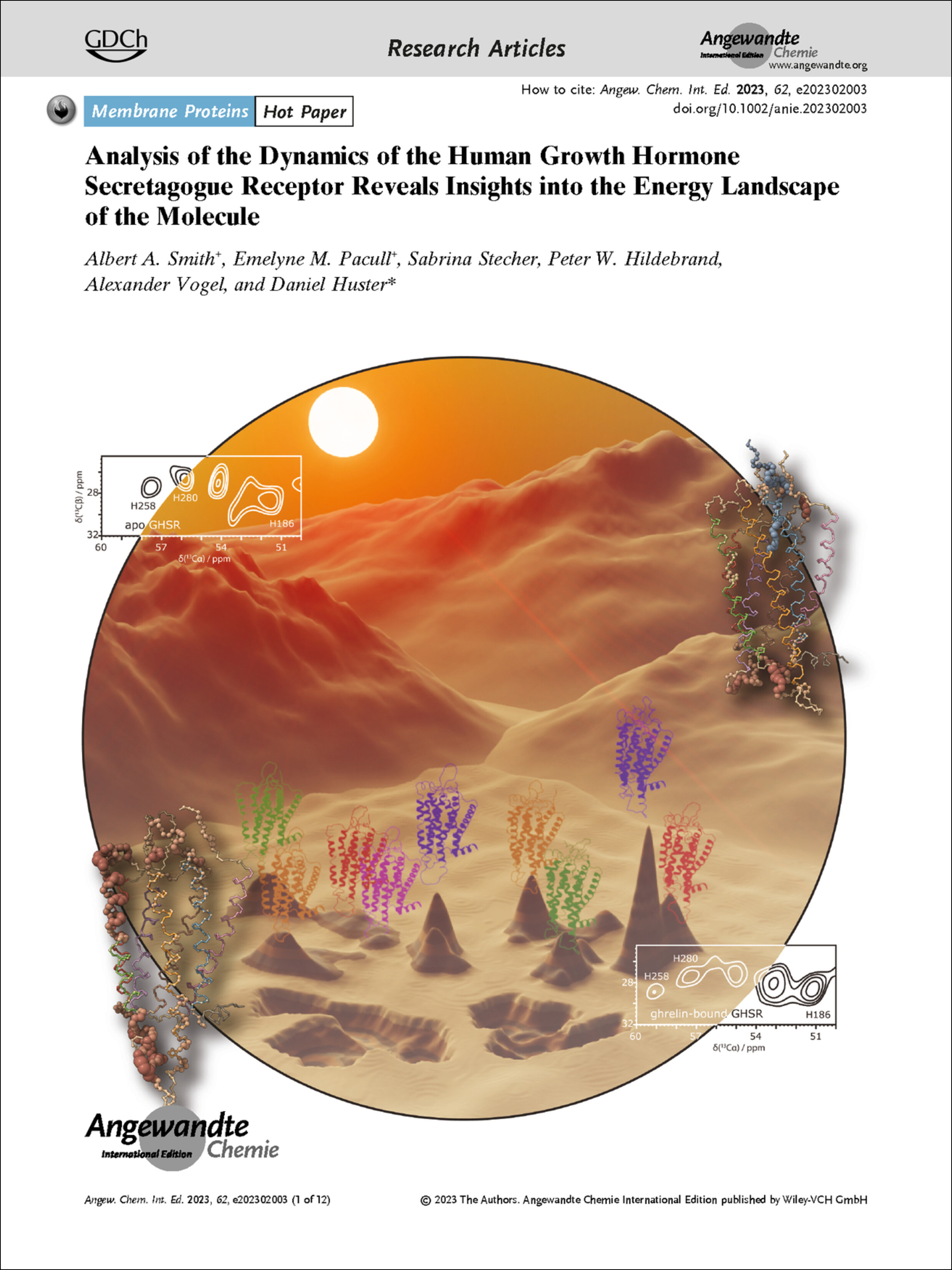 Frontispiece: Analysis of the Dynamics of the Human Growth Hormone Secretagogue Receptor Reveals Insights into the Energy Landscape of the Molecule Volume 62 Issue 35, 2023