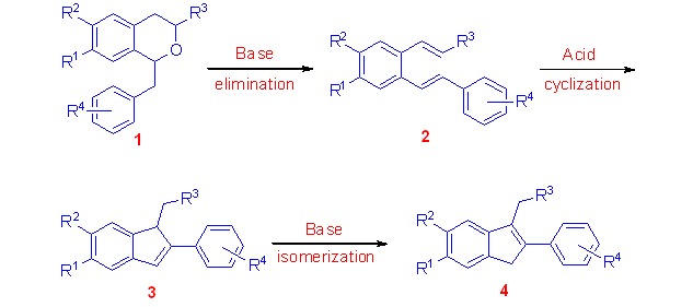 Synthesis and Acid-Catalyzed Cyclization of 2-Alkenylstilbenes: a New Approach to the Substituted Indenes