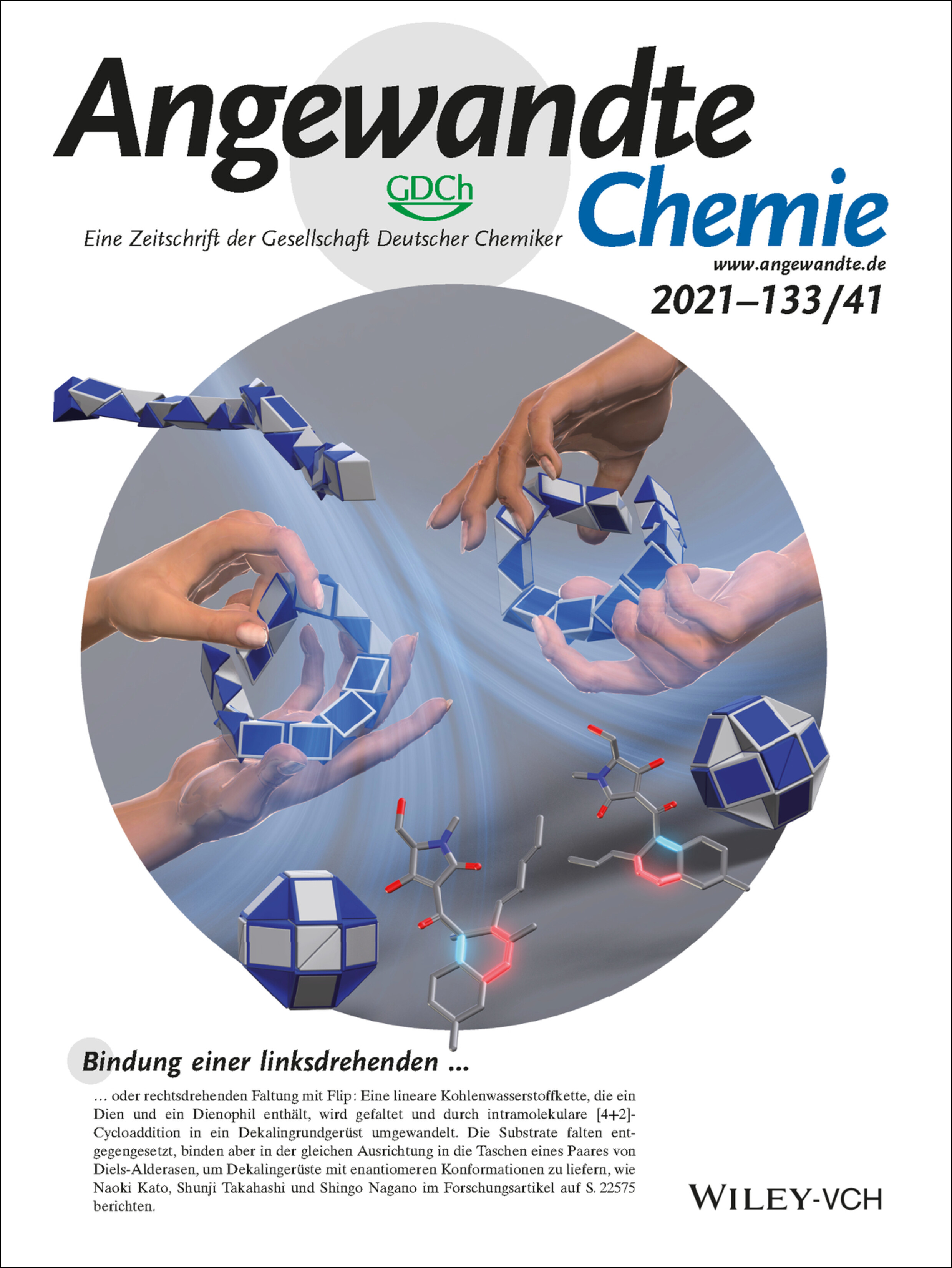 Innentitelbild: Molecular Basis for Two Stereoselective Diels–Alderases that Produce Decalin Skeletons (Angew. Chem. 41/2021) Volume 133 Issue 41, 2021