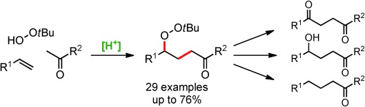 Acid-Catalyzed Oxidative Radical Addition of Ketones to Olefins