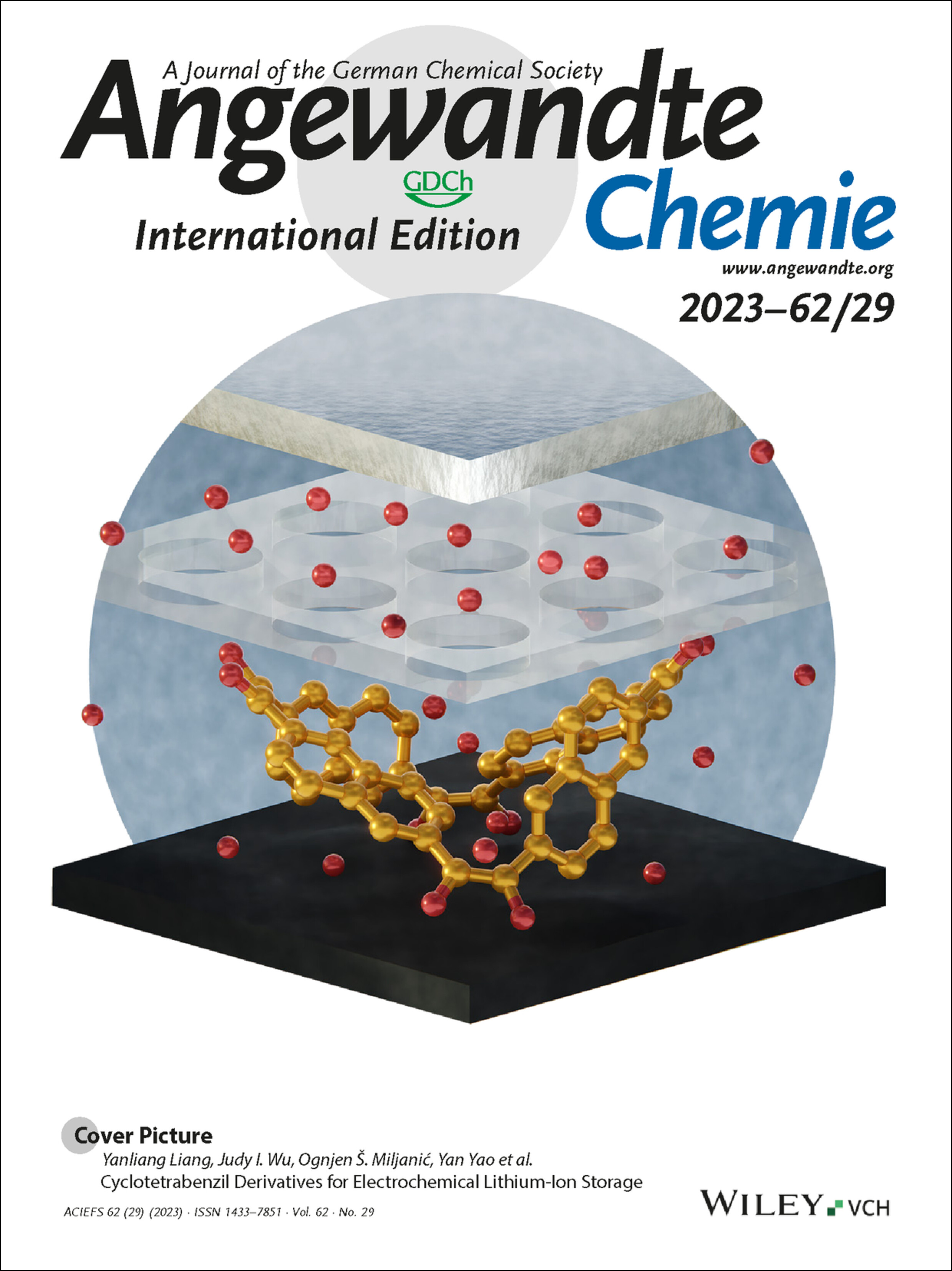 Cover Picture: Cyclotetrabenzil Derivatives for Electrochemical Lithium-Ion Storage (Angew. Chem. Int. Ed. 29/2023) Volume 62 Issue 29, 2023