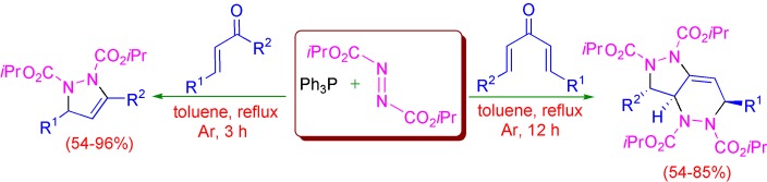 A Novel Reaction of the “Huisgen Zwitterion” with Chalcones and Dienones: An Efficient Strategy for the Synthesis of Pyrazoline and Pyrazolopyridazine Derivatives