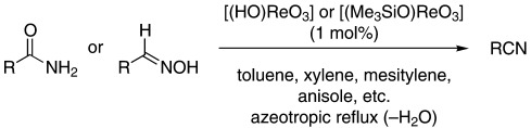 Rhenium(VII) Oxo Complexes as Extremely Active Catalysts in the Dehydration of Primary Amides and Aldoximes to Nitriles