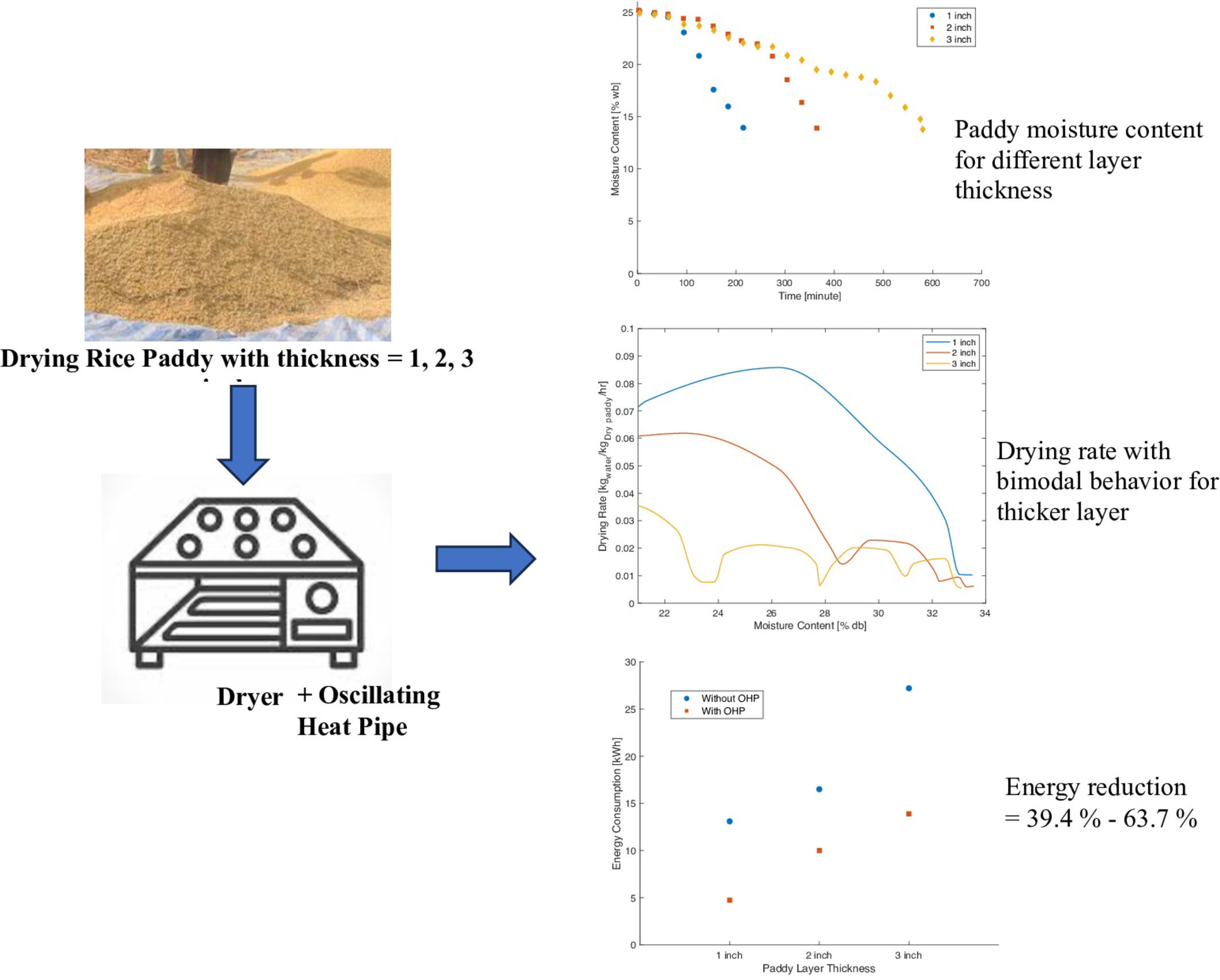 Implementation and performance evaluation of a pilot-scaled oscillating heat pipe on rice paddy drying