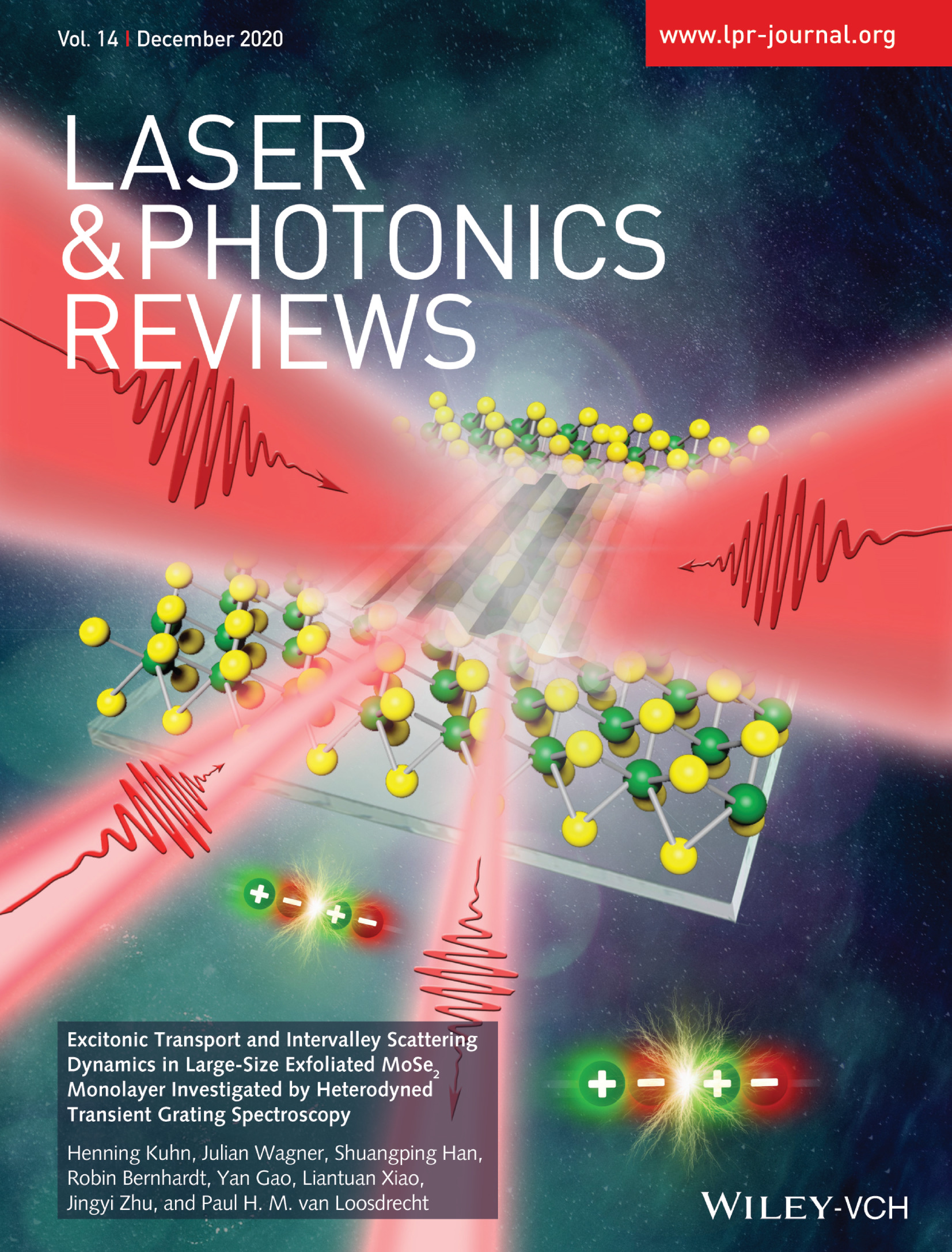 Exciton-Exciton Annihilation Dynamics: Excitonic Transport and Intervalley Scattering Dynamics in Large-Size Exfoliated MoSe2 Monolayer Investigated by Heterodyned Transient Grating Spectroscopy (Laser Photonics Rev. 14(12)/2020) Volume 14 Issue 12, 2020