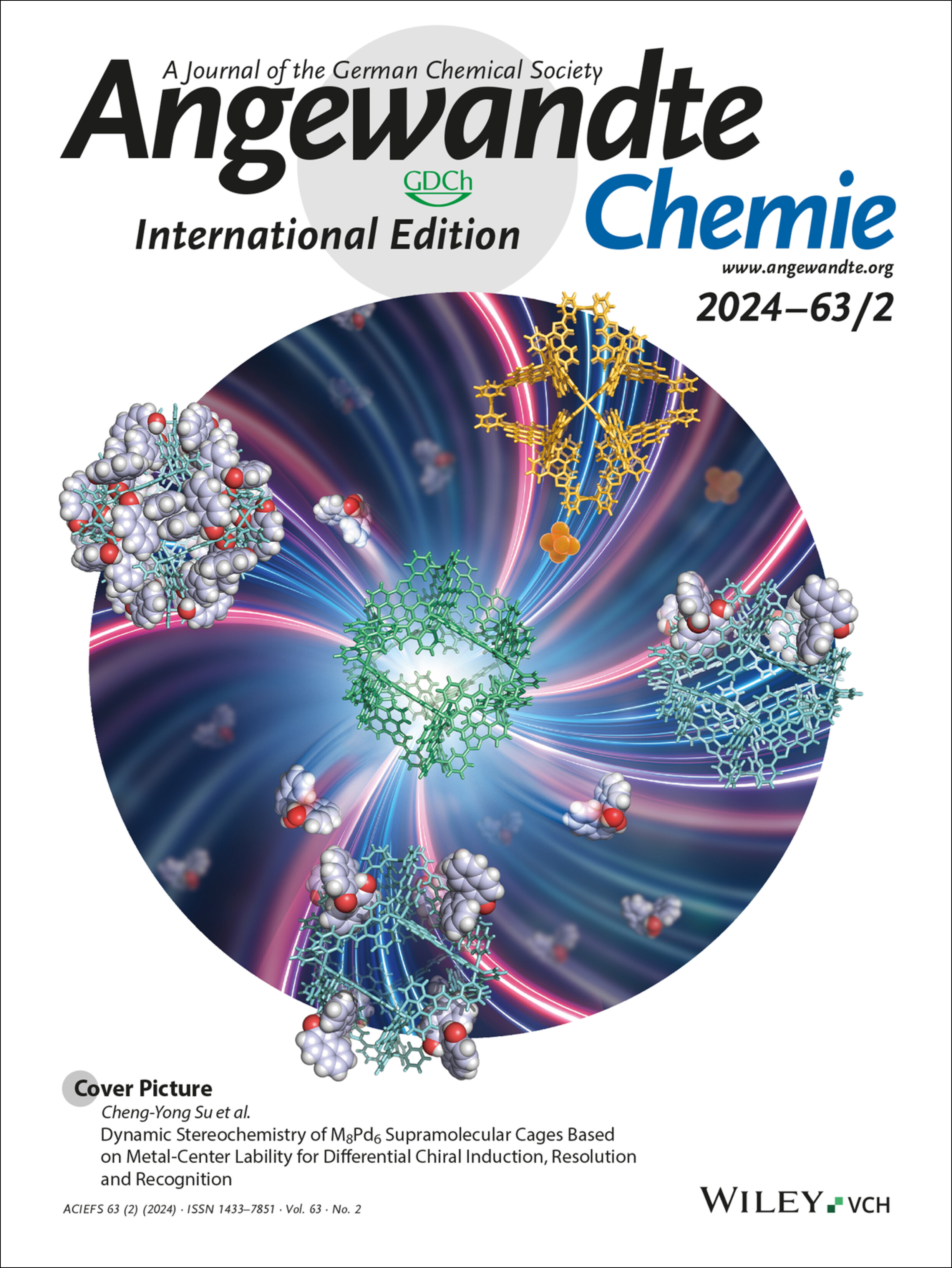 Cover Picture: Dynamic Stereochemistry of M8Pd6 Supramolecular Cages Based on Metal-Center Lability for Differential Chiral Induction, Resolution, and Recognition (Angew. Chem. Int. Ed. 2/2024) Volume 63 Issue 2, 2024