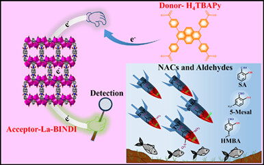 Construction of Naphthalenediimide Lanthanide(III)-MOFs and Composites Incorporated Electron-Rich Pyrene Derivative as Multifunctional Fluorescence Sensing for Nitro Aromatic Compounds and Aldehydes