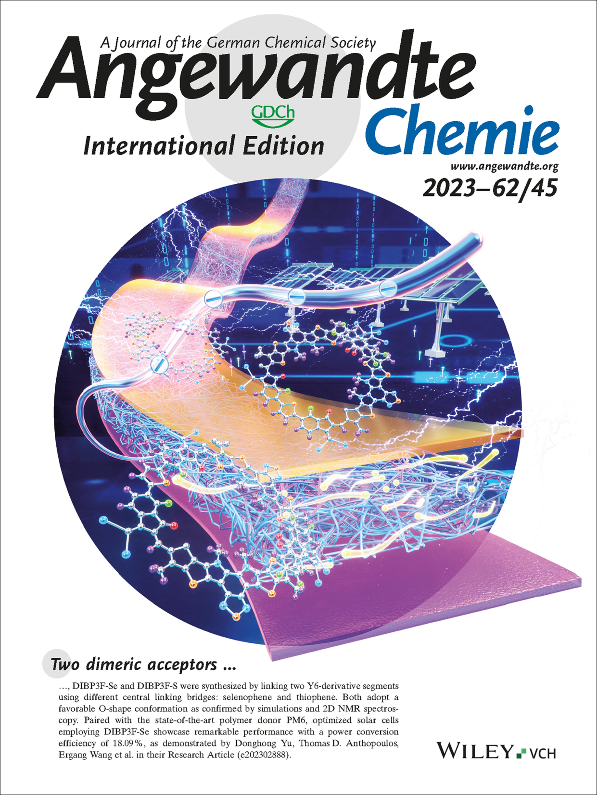 Back Cover: On the Conformation of Dimeric Acceptors and Their Polymer Solar Cells with Efficiency over 18 % (Angew. Chem. Int. Ed. 45/2023) Volume 62 Issue 45, 2023