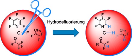 Synthese fluorierter Bausteine durch Übergangsmetall-vermittelte Hydrodefluorierungsreaktionen
