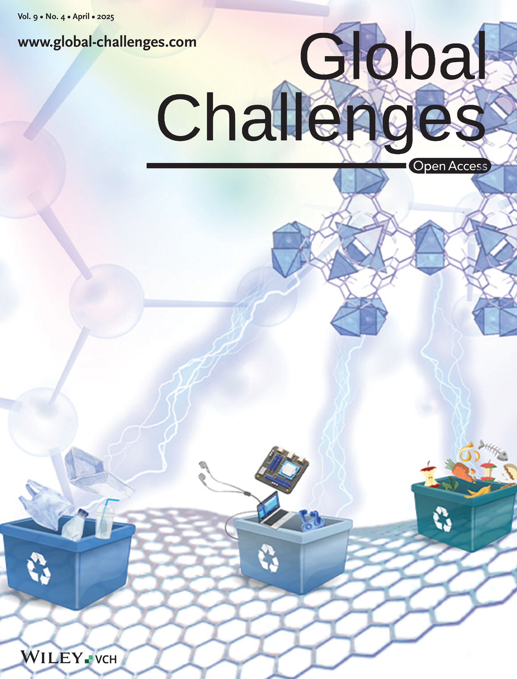 Sustainable Strategies for Converting Organic, Electronic, and Plastic Waste From Municipal Solid Waste Into Functional Materials (Global Challenges 4/2025) Volume 9 Issue 4, 2025