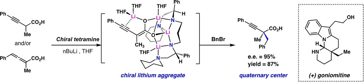 Lithium Enolate with a Lithium-Alkyne Interaction in the Enantioselective Construction of Quaternary Carbon Centers: Concise Synthesis of (+)-Goniomitine