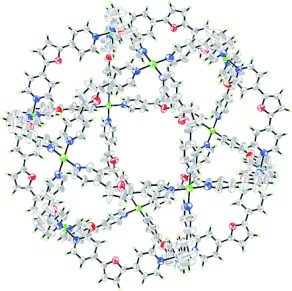 Finite, Spherical Coordination Networks that Self-Organize from 36 Small Components