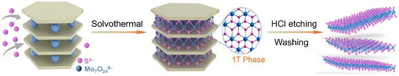 Nanoconfined Solvothermal Synthesis of Defective 1T-MoS2 Monolayers with High Electrocatalytic Performance