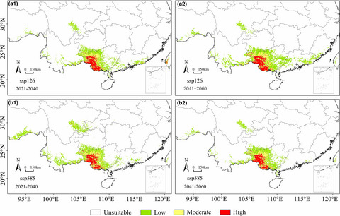 The impact of climate change on the distribution of rare and endangered tree Firmiana kwangsiensis using the Maxent modeling