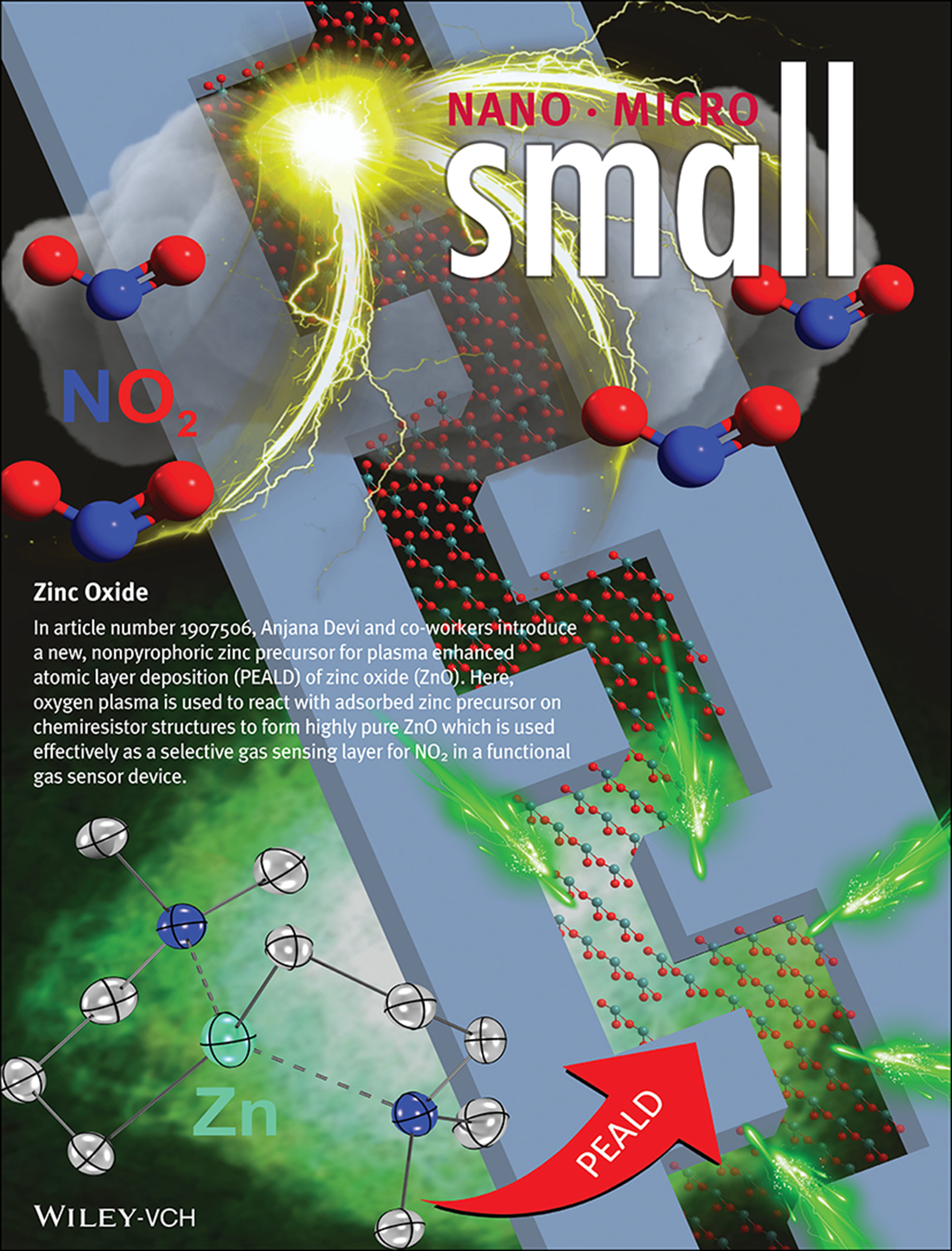 Zinc Oxide: From Precursor Chemistry to Gas Sensors: Plasma-Enhanced Atomic Layer Deposition Process Engineering for Zinc Oxide Layers from a Nonpyrophoric Zinc Precursor for Gas Barrier and Sensor Applications (Small 22/2020) Volume 16 Issue 22, 2020