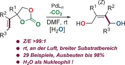 Highly Efficient Catalytic Formation of (Z)-1,4-But-2-ene Diols Using Water as a Nucleophile