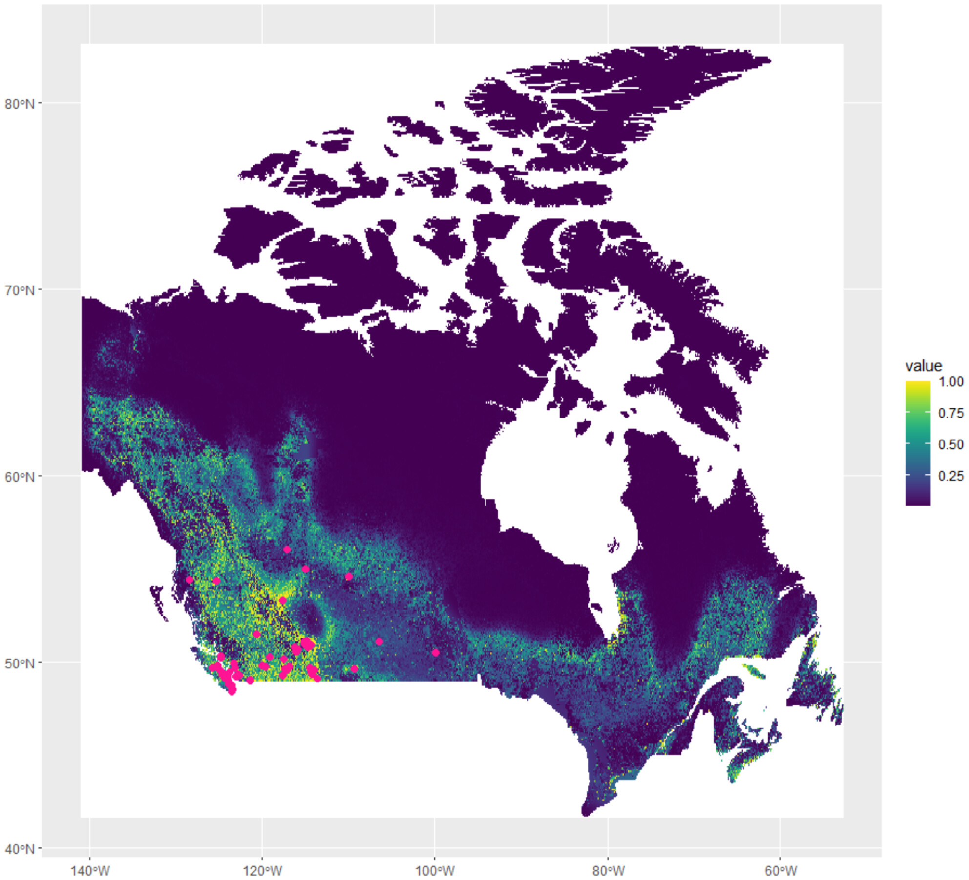 Habitat suitability and protected area coverage for an expanding cougar Puma concolor population in Canada