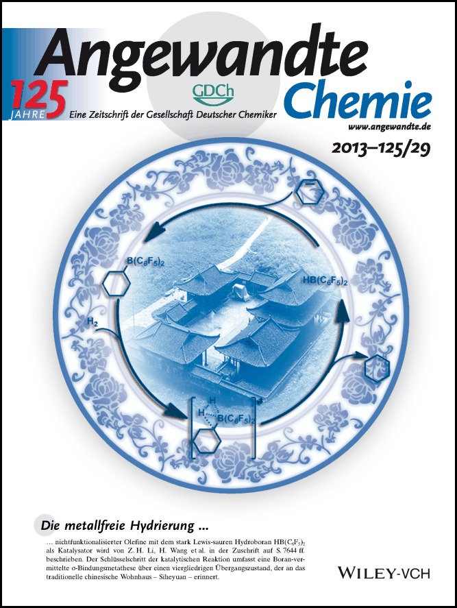 Rücktitelbild: Metal-Free HB(C6F5)2-Catalyzed Hydrogenation of Unfunctionalized Olefins and Mechanism Study of Borane-Mediated σ-Bond Metathesis (Angew. Chem. 29/2013)