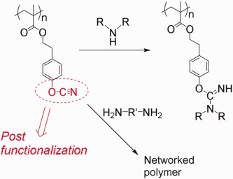 Synthesis of methacrylate polymer bearing cyanate groups and its chemoselective reaction with amines