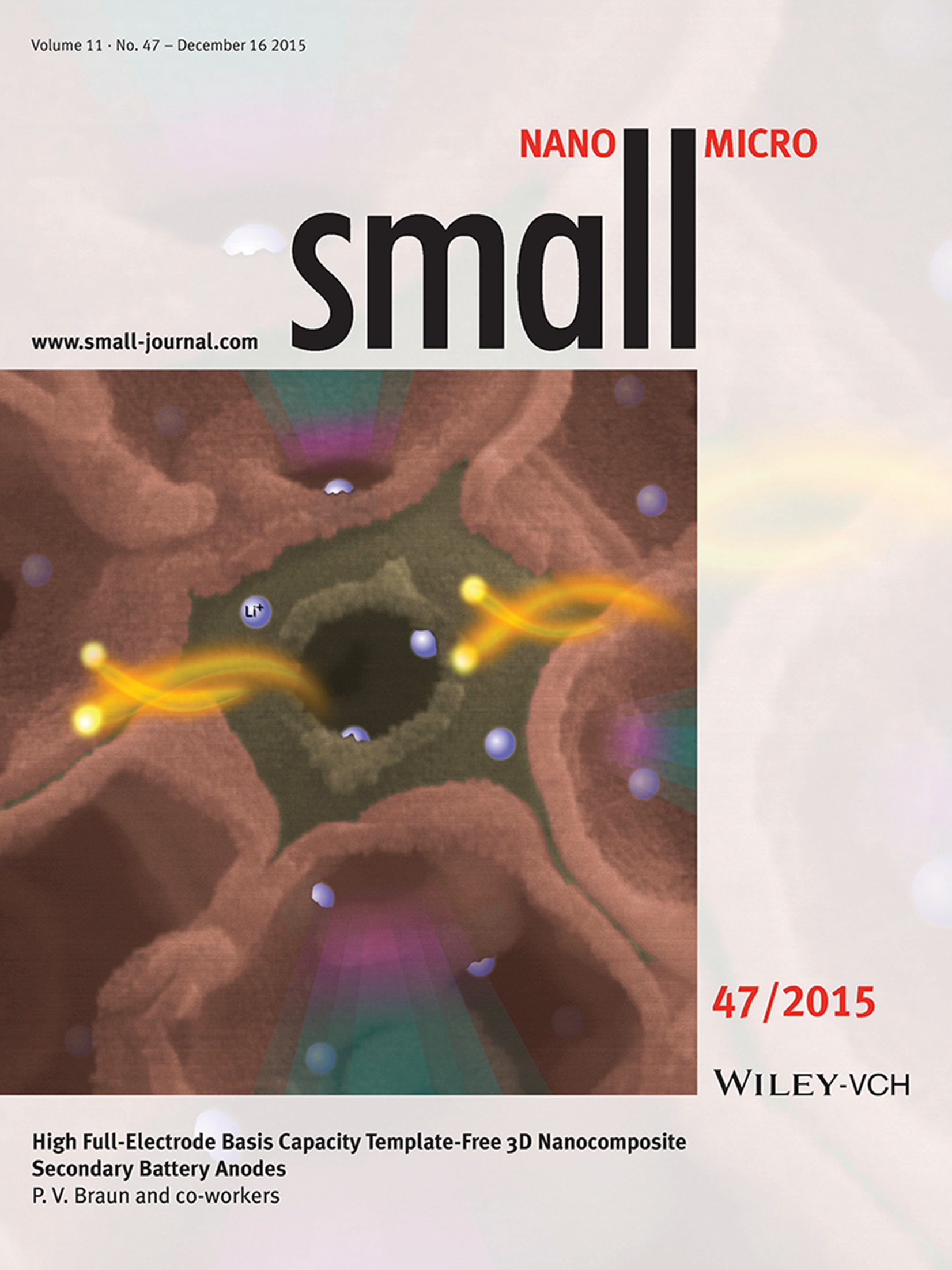 Anodes: High Full-Electrode Basis Capacity Template-Free 3D Nanocomposite Secondary Battery Anodes (Small 47/2015)