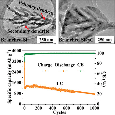 Facile and Efficient Fabrication of Branched Si@C Anode with Superior Electrochemical Performance in LIBs
