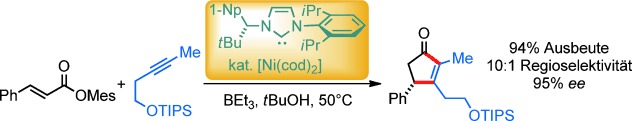 Nickel(0)-Catalyzed Enantioselective Annulations of Alkynes and Arylenoates Enabled by a Chiral NHC Ligand: Efficient Access to Cyclopentenones